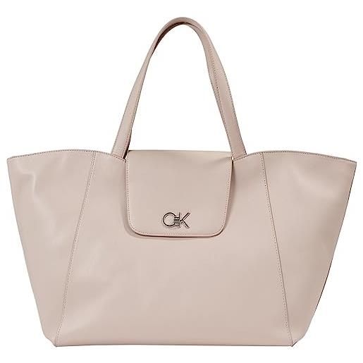 Calvin Klein borsa tote bag donna re-lock shopper media, grigio (shadow gray), taglia unica