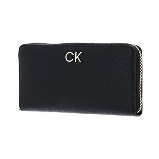 Calvin Klein portafoglio donna re-lock z/a wallet large grande, nero (ck black), taglia unica