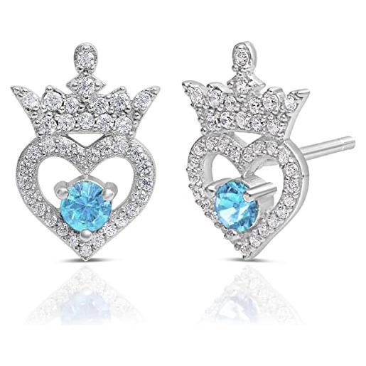 Disney princess sterling silver cubic zirconia birthstone tiara stud earrings, officially licensed