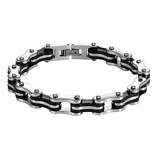 ZENSE - bracciale da uomo biker argento catena da bicicletta in acciaio inossidabile zb0349