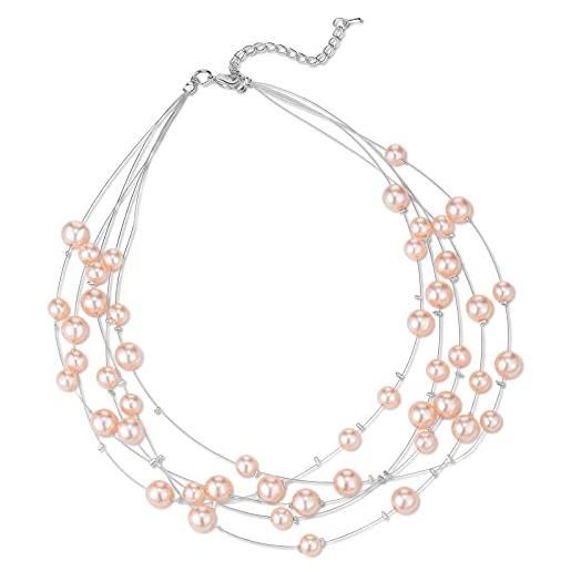 FULU AUTUMN collana con ciondolo a forma di perle finte a strati multipli, collana girocollo per donne con perline rotonde, perla, perline