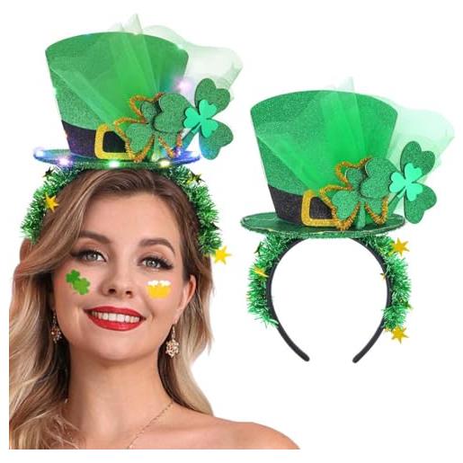 Reaky cerchietto per capelli irlandese con foglie per il giorno di san patrizio, cappello verde, accessorio per capelli da donna