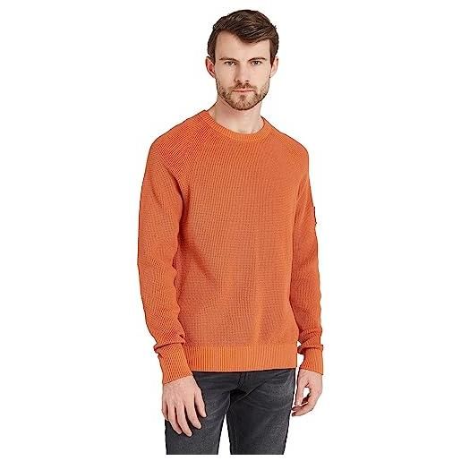 Calvin Klein Jeans pullover uomo badge easy pullover in maglia, arancione (burnt clay), xl