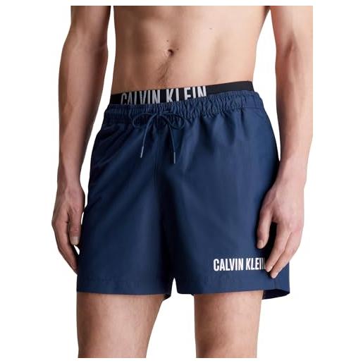 Calvin Klein pantaloncino da bagno uomo medium double lunghezza media, rosso (hot heat), xl