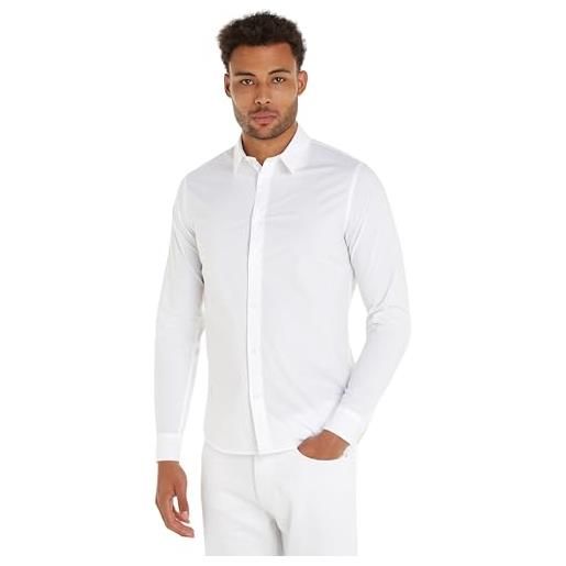 Calvin Klein Jeans slim stretch shirt j30j324614 camicie casual, bianco (bright white), s uomo