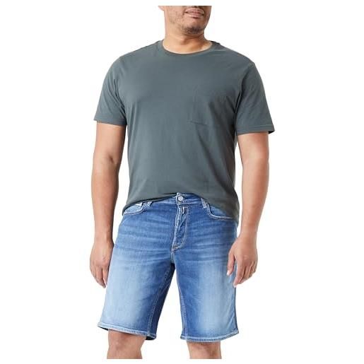 REPLAY pantaloncini in jeans uomo grover straight fit elasticizzati, blu (medium blue 009), w36