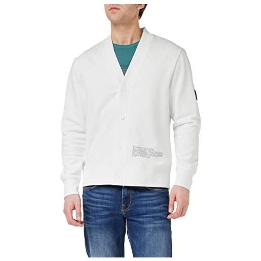 Tommy Hilfiger cardigan giacca in maglia uomo badged graphic cardigan con bottoni, bianco (white), s