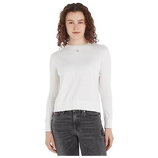 Tommy Jeans pullover donna essential crew neck pullover in maglia, beige (ancient white), s
