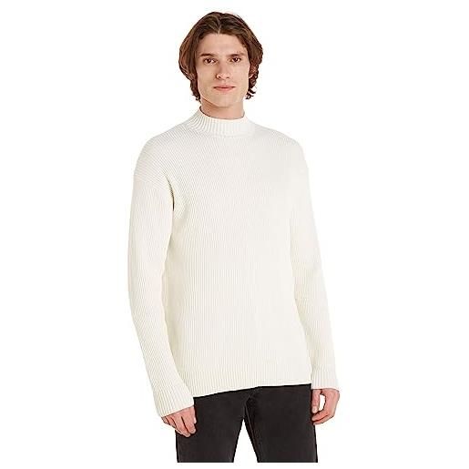Calvin Klein Jeans pullover uomo blown up mock pullover in maglia, bianco (ivory), l