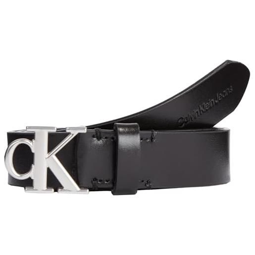 Calvin Klein Jeans cintura donna round plaque in pelle, nero (black), 100 cm