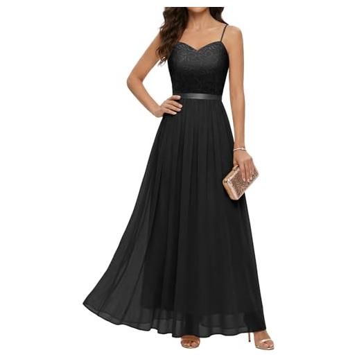 DRESSTELLS abiti da sera eleganti per matrimonio festivi abito da ballo da donna lungo abito da sposa abito per cerimonia civile abiti da sposa per dama d'onore con spalline per cerimonie di cresima