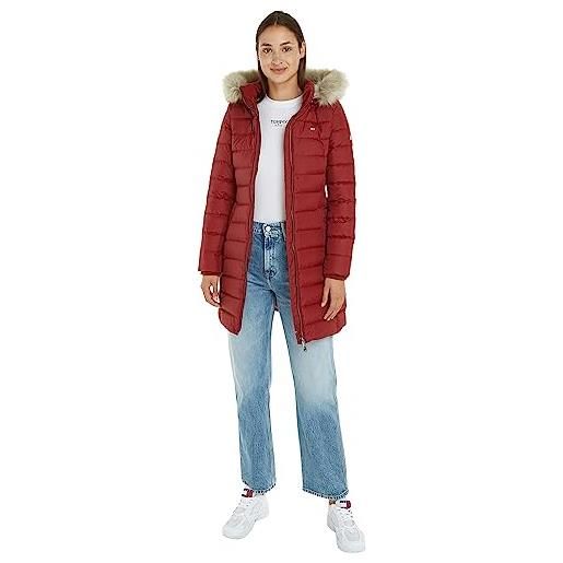 Tommy Jeans tjw essential hooded down coat, piumini donna, rouge, xxs