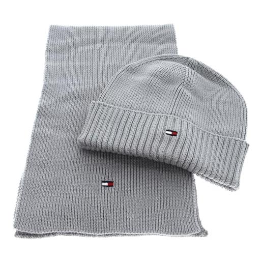 Tommy Hilfiger set regalo bambini unisex small set invernale berretto e sciarpa, multicolore (light grey heather), s-m
