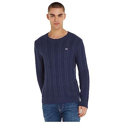Tommy Jeans tjm reg cable sweater, maglia di tuta uomo, twilight navy, xxs
