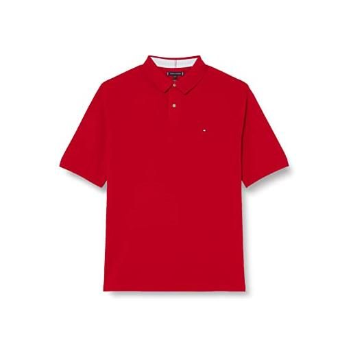 Tommy Hilfiger maglietta polo uomo maniche corte regular-fit in cotone bio, rosso (arizona red), xxl