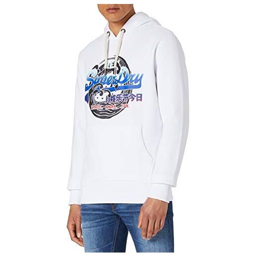 Superdry vl itago hood felpa con cappuccio uomo, bianco (optic), medium