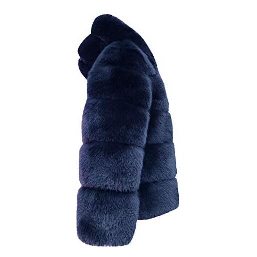 Generic 2023 nuovo - giacca da donna calda spessa visone invernale giacca sintetica con cappuccio in finto cappotto da donna giacca in pelle, marina militare, 3xl