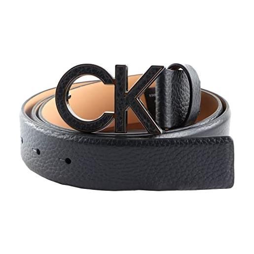Calvin Klein cintura uomo ck metal bombe inlay 3.5 cm cintura in pelle, nero (ck black), 95 cm