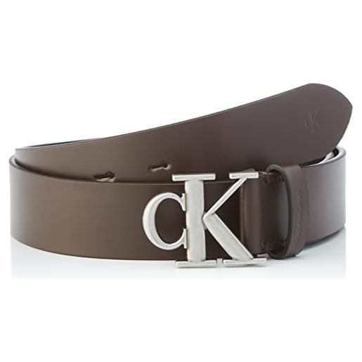 Calvin Klein Jeans round mono plaque belt 35mm k50k509532 cinture, nero (bitter brown), 85 uomo