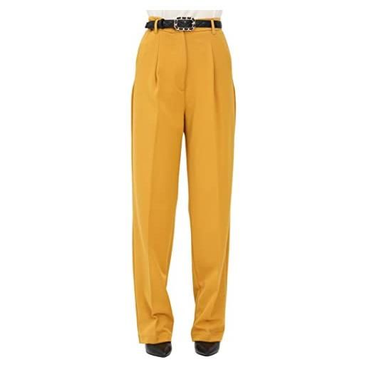 Liu Jo Jeans pantaloni donna elegante giallo pantaloni ocra ampi in twill di viscosa con cintura autunno inverno 2022/23 78% pl 18% vi 4% ea wf2228t4224 60950 42