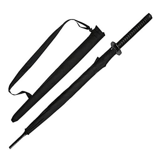 UN-BRAND 8k creativo nero giapponese manico lungo grande antivento samurai spada ombrello giappone ninja ombrello dritto aperto