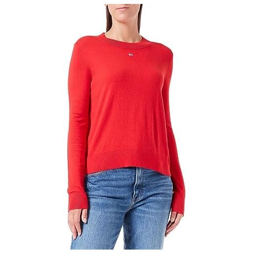 Tommy Jeans tjw essential crew neck sweater dw0dw16534 maglioni, rosso (deep crimson), s donna