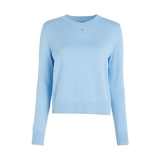 Tommy Jeans tjw essential crew neck sweater dw0dw16534 maglioni, blu (chambray blue), s donna