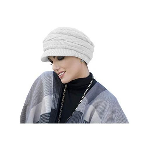 MASUMI headwear michelle cappello invernale | cappello alla moda per le donne che soffrono di perdita di capelli | cappelli chemio in lana per la chemioterapia (bianco)