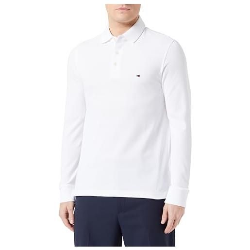 Tommy Hilfiger maglietta polo uomo maniche lunghe slim basic, bianco (white), s