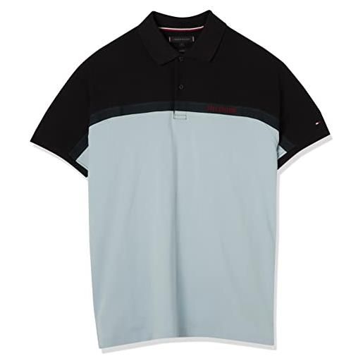 Tommy Hilfiger maglietta polo maniche corte uomo regular fit, blu (breezy blue), xl