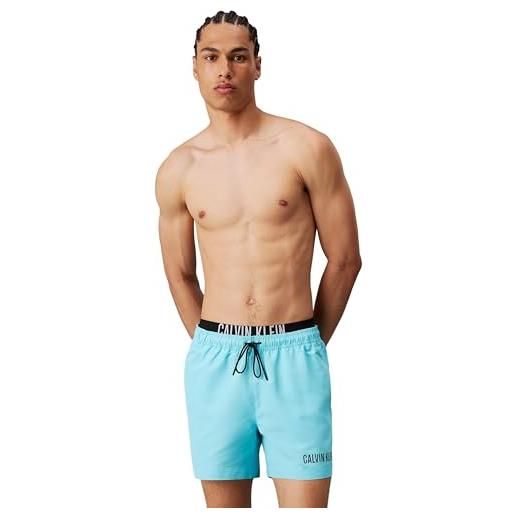 Calvin Klein pantaloncino da bagno uomo medium double lunghezza media, blu (midnight lagoon), m