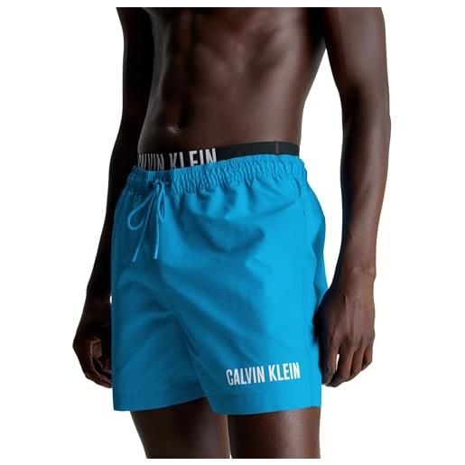 Calvin Klein pantaloncino da bagno uomo medium double lunghezza media, blu (signature navy), m