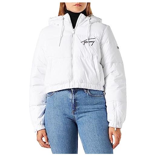Tommy Jeans tjw signature cropped puffer dw0dw14470 giacche imbottite, bianco (white), xl donna