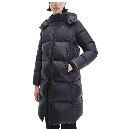 Calvin Klein Jeans mw down long puffer j20j219820 cappotti imbottiti, nero (ck black), l donna