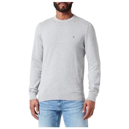 Tommy Hilfiger pullover uomo crew neck pullover in maglia, grigio (light grey heather), xs