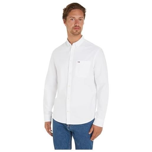 Tommy Hilfiger tommy jeans tjm reg oxford shirt dm0dm18335 camicie eleganti, bianco (white), m uomo