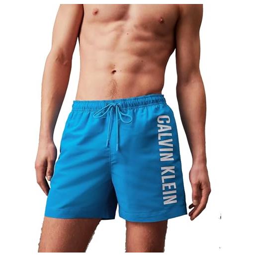 Calvin Klein pantaloncino da bagno uomo medium drawstring lunghezza media, blu (powder aqua), l