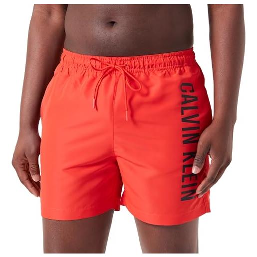 Calvin Klein pantaloncino da bagno uomo medium drawstring lunghezza media, rosso (hot heat), l