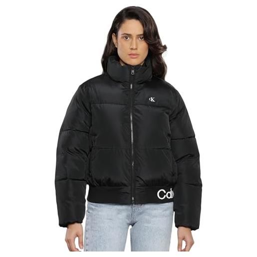 Calvin Klein Jeans giacca donna logo short puffer giacca invernale, nero (ck black), xl