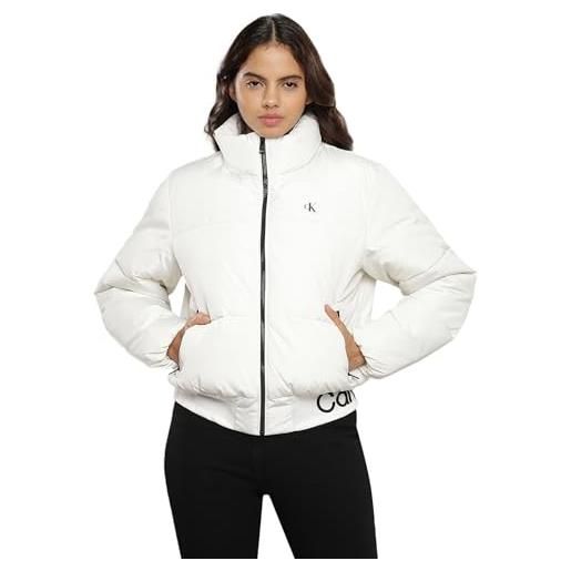 Calvin Klein Jeans giacca donna logo short puffer giacca invernale, bianco (ivory), xs