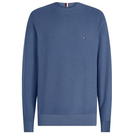 Tommy Hilfiger pullover uomo rectangular structure crew-neck pullover in maglia, verde (putting green), s