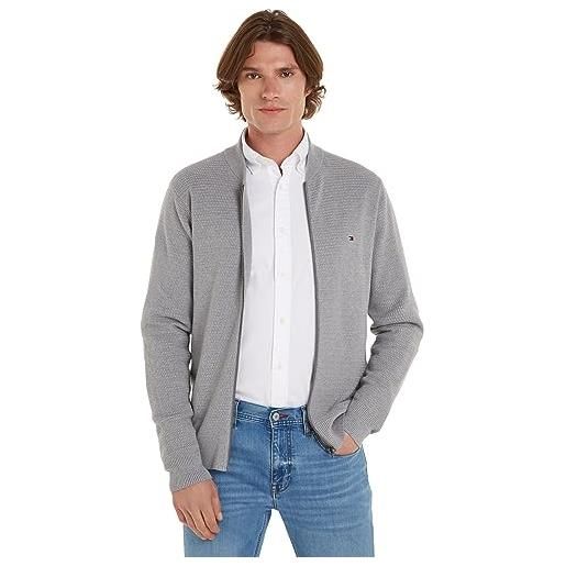 Tommy Hilfiger cardigan uomo con zip, grigio (medium grey heather), xs