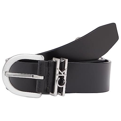 Calvin Klein cintura donna loop belt 3.0 cm cintura in pelle, nero (ck black), 90