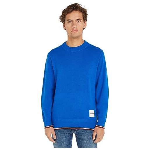 Tommy Hilfiger pullover uomo tipped crew neck pullover in maglia, blu (ultra blue), l