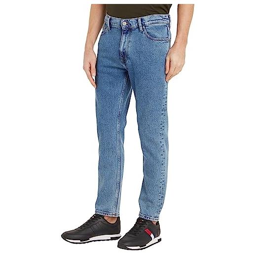 Tommy Jeans jeans uomo dad jean regular tapered elasticizzati, blu (denim medium), 30w / 30l