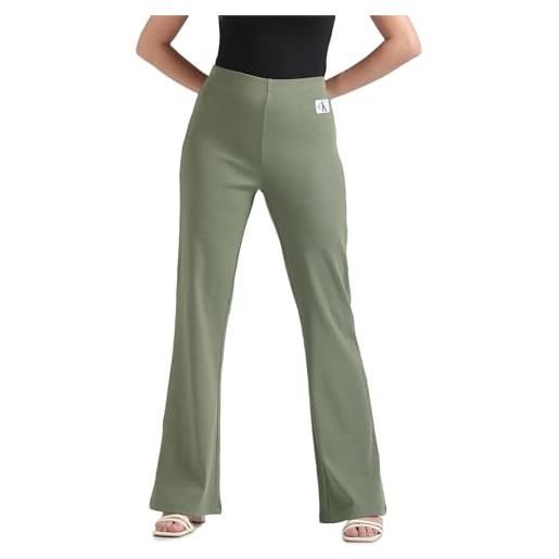 Calvin Klein Jeans woven label straight pants j20j222598 pantaloni in maglia, verde (dusty olive), s donna