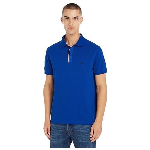 Tommy Hilfiger maglietta polo uomo maniche corte placket regular fit, blu (ultra blue), m