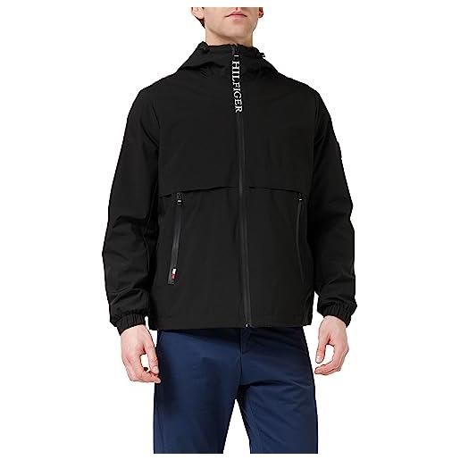 Tommy Hilfiger giacca uomo th protect sail hooded jacket giacca da mezza stagione, nero (black), s