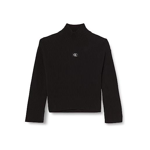 Calvin Klein Jeans plus label chunky sweater j20j222411 maglioni, nero (ck black), xl donna