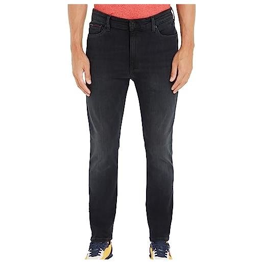 Tommy Hilfiger tommy jeans jeans uomo simon skinny elasticizzati, nero (dynamic jacob black), 30w / 32l